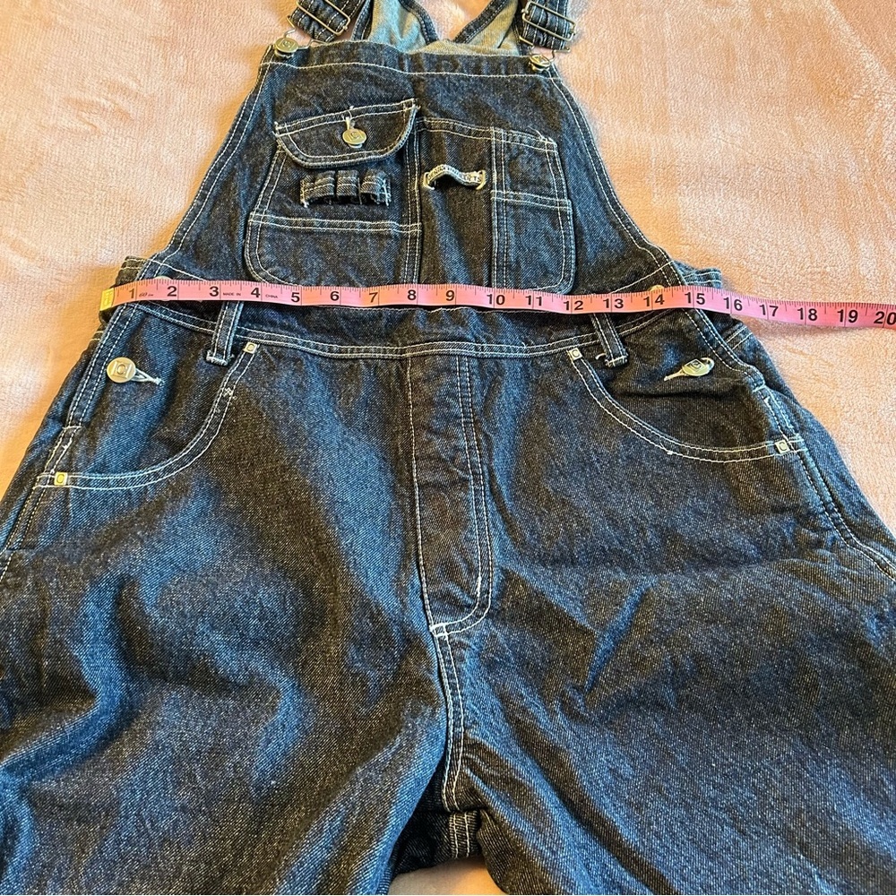 Crest Jeans vintage Y2K overalls with tribal design on legs size L rare - Picture 9 of 11